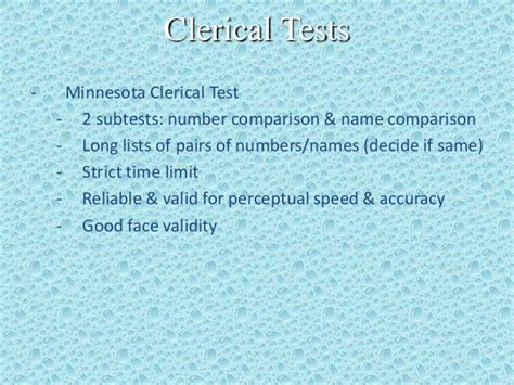 The Minnesota Clerical Test Has Consistently Resulted in 